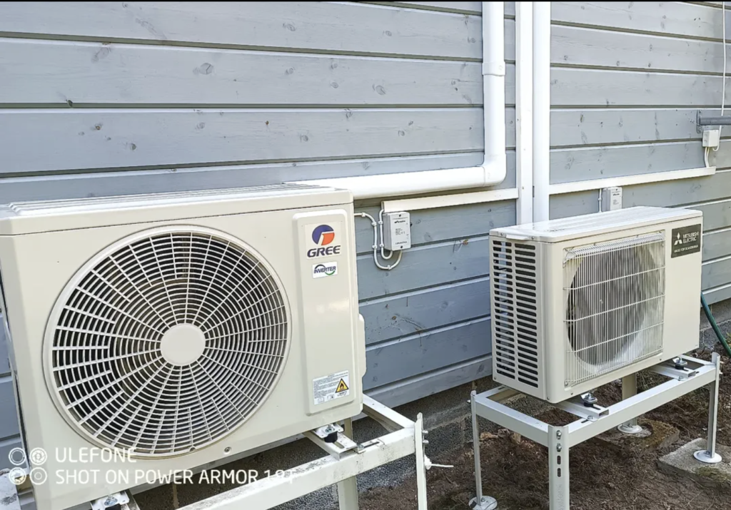 ilmalämpöpumpun asennus, ulkoyksikkö asennettuna